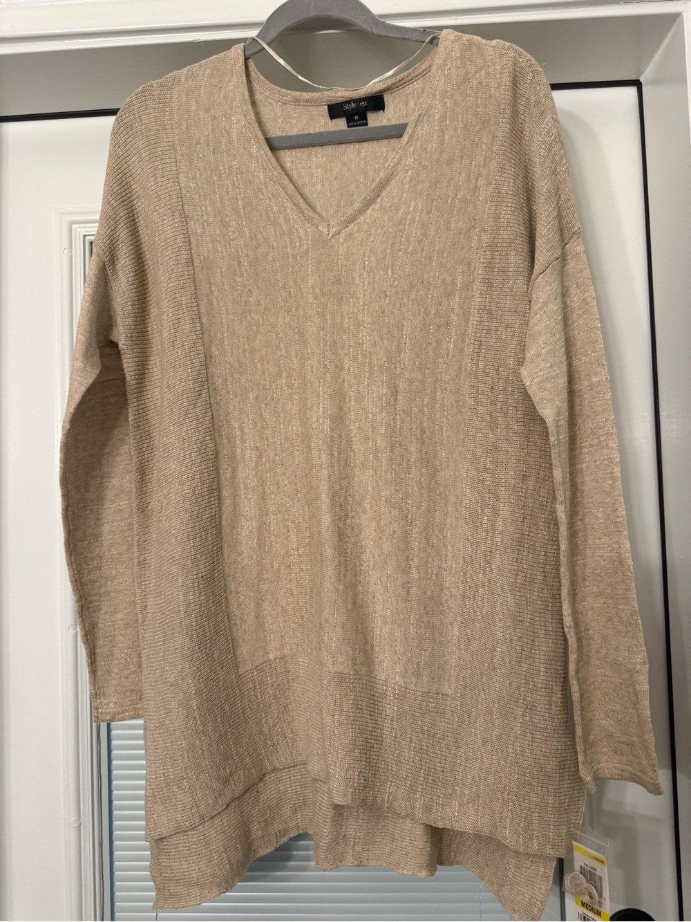 Style & Co. Beige V-Neck Tunic Sweater